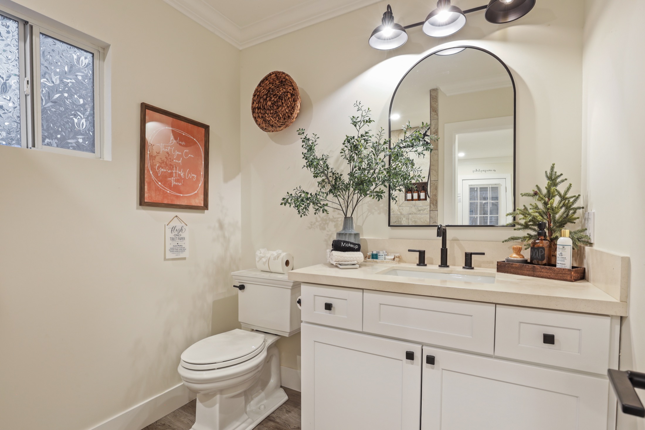 Bathroom detail at Serenity Pines Hideaway